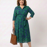 Claire | Rochie midi cu mâneci lungi și curea
