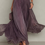 Flavia | Rochie Lungă Elegantă Violet Decolteu Gota Dantelă