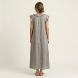 Josette | Rochie Maxi din In cu Dantelă în V